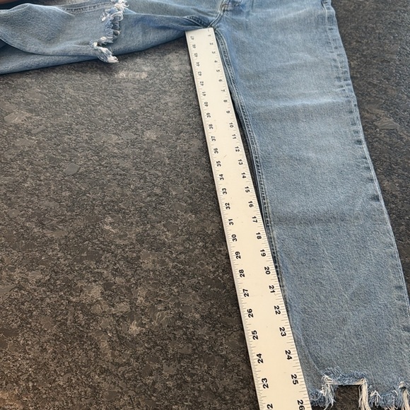 AGOLDE NICO HIGH RISE SLIM JEAN W RAW DISTRESSED HEM SIZE 27 MED BLUE WASH - Picture 13 of 15